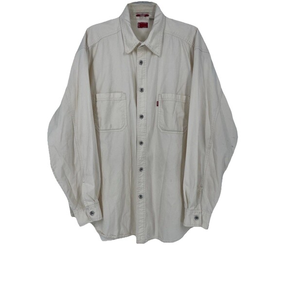 Vintage Y2K Levi's White Button-Up Denim Shirt 90s Long Sleeve - Picture 1 of 16
